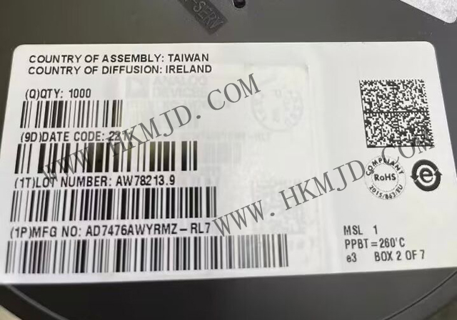 12位ADC AD7476AWYRMZ 1 MSPS、低功耗A/D轉(zhuǎn)換器，采用MSOP封裝