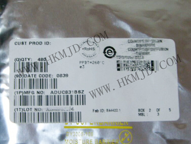 ADUC831BSZ：具有嵌入式62 KB閃存MCU的MicroConverter?、12位ADC和DAC