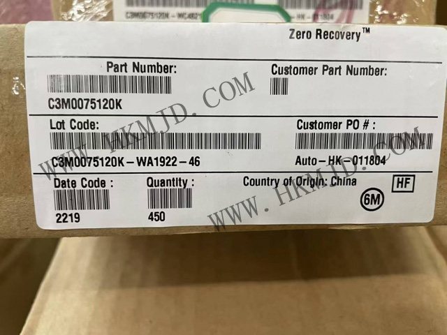 現(xiàn)貨供應(yīng) Wolfspeed C3M0075120K 1200V SiC MOSFET，75mΩ 低導(dǎo)通電阻